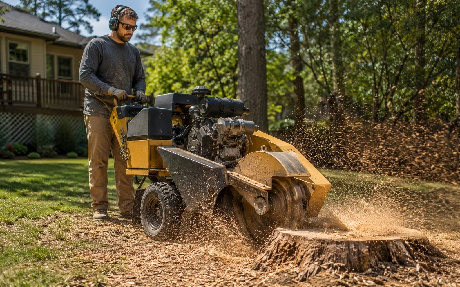 Stump grinder at work